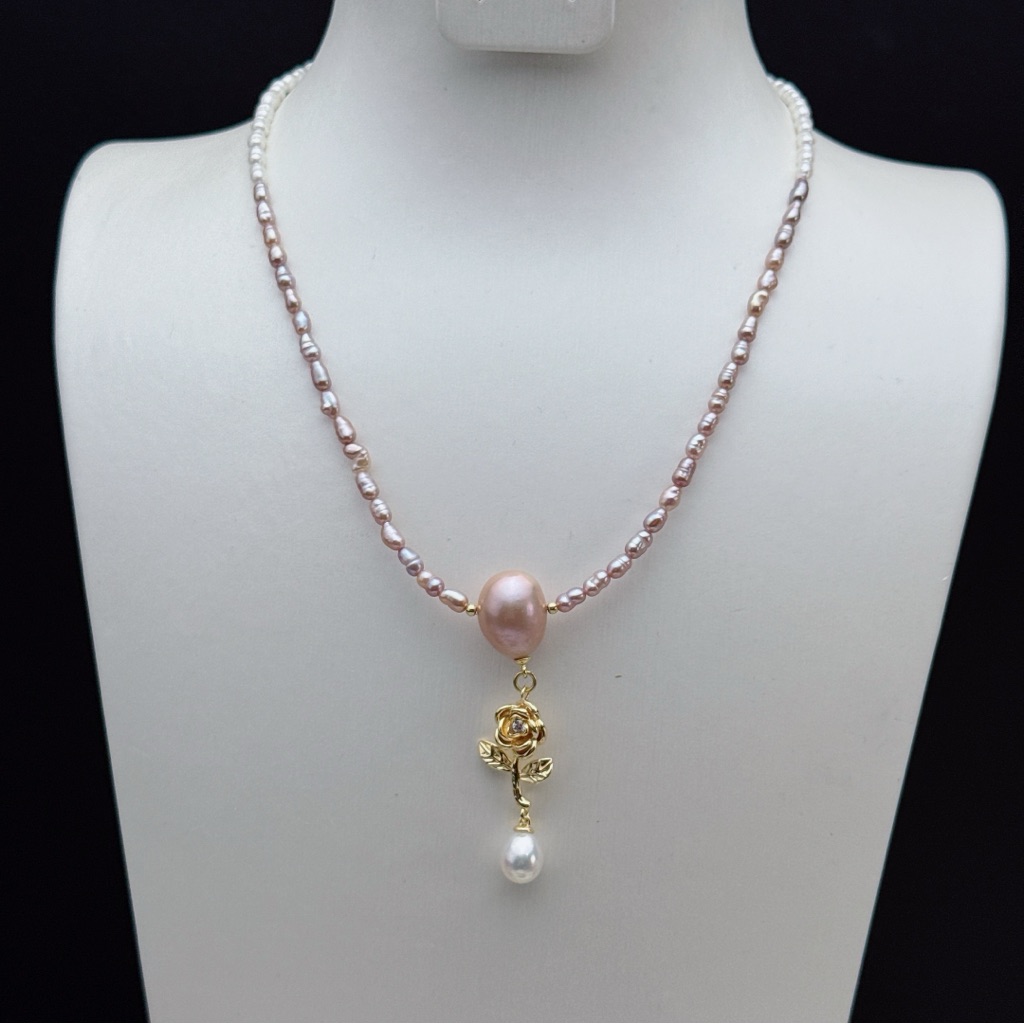 26x4 Handmade Freshwater Keshi Pearl Dainty Necklace 50$